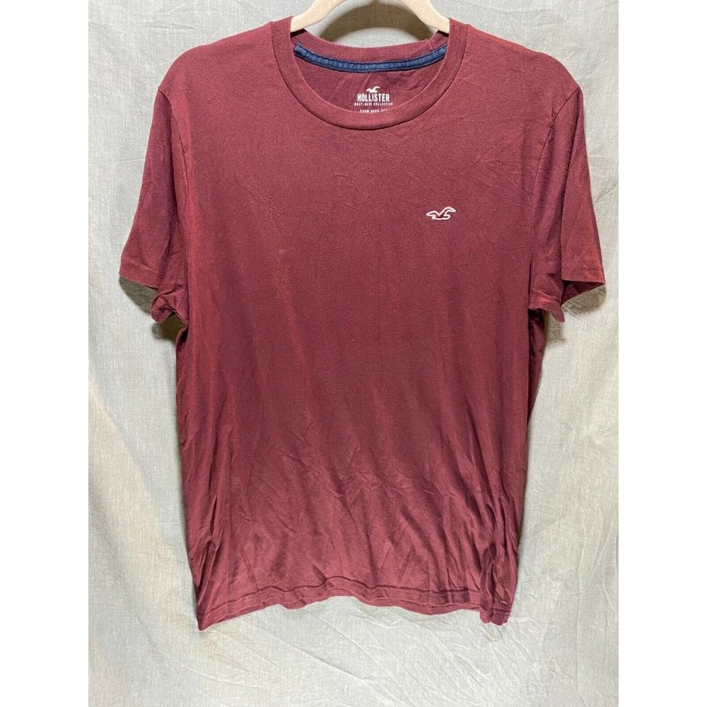 Hollister Shirt Adult Medium Maroon Seagull Logo Short Sleeve Pullover‎ Mens